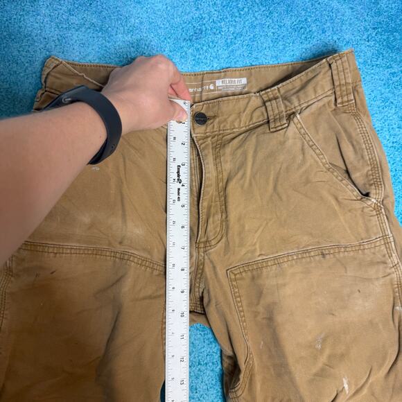 Carhartt Mens 30x30 Tan Double Knee Work Pants Rugged Flex Utility Workwear - Picture 7 of 16